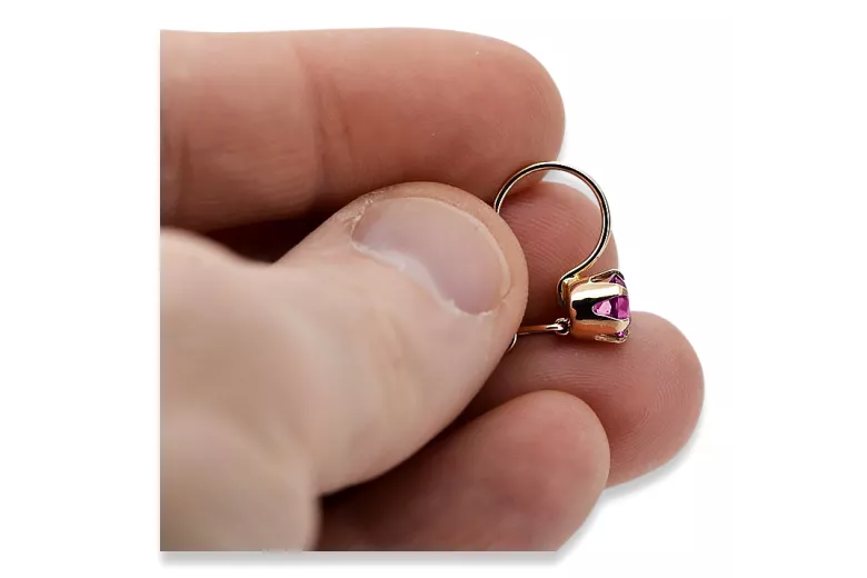 Amethyst Original Vintage 14K Rose Gold Earrings Vintage craft vec056r